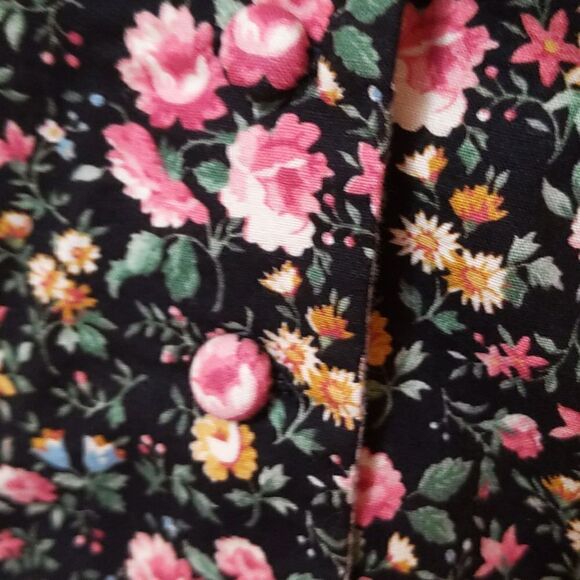 Vintage Handmade stand up collar pockets floral cottagecore prairie vest - Picture 6 of 9